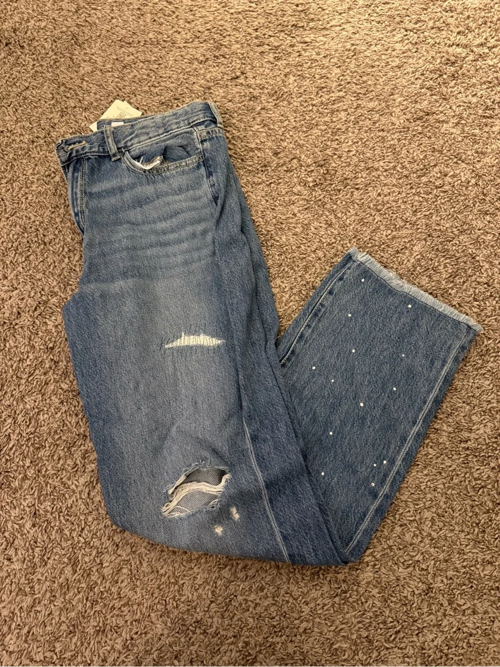 The Children's Place Blue Distressed Jeans with Pearl Dot Detail